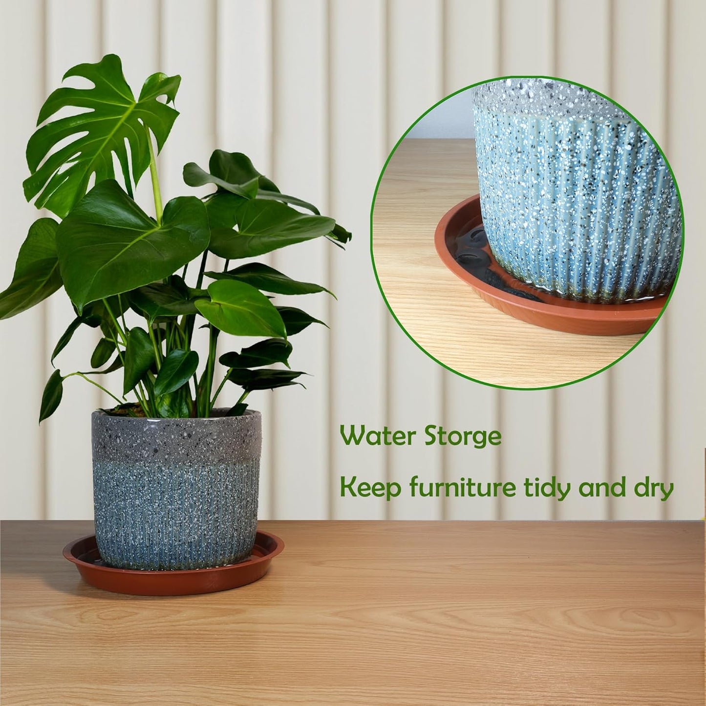 8 Pack 16 Inch Round Plant Saucers for Less 14Inch Pot Indoors Outdoors Plant Trays for Pots Planter Saucer Plastic Plant Drip Tray Flower Planter Water Tray for Potted Plants(Black, 16"(8pcs))