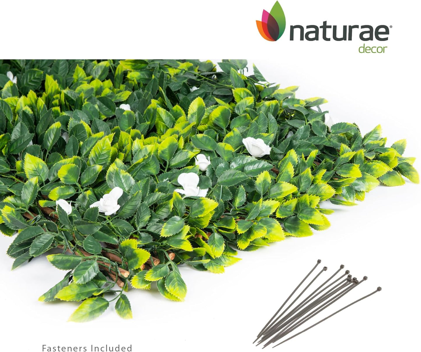 Naturae Decor Expandable Willow Trellis - Outdoor Privacy Screen - Sturdy and Flexible - Realistic Look - 36 in x 72 in - Rose Leaves