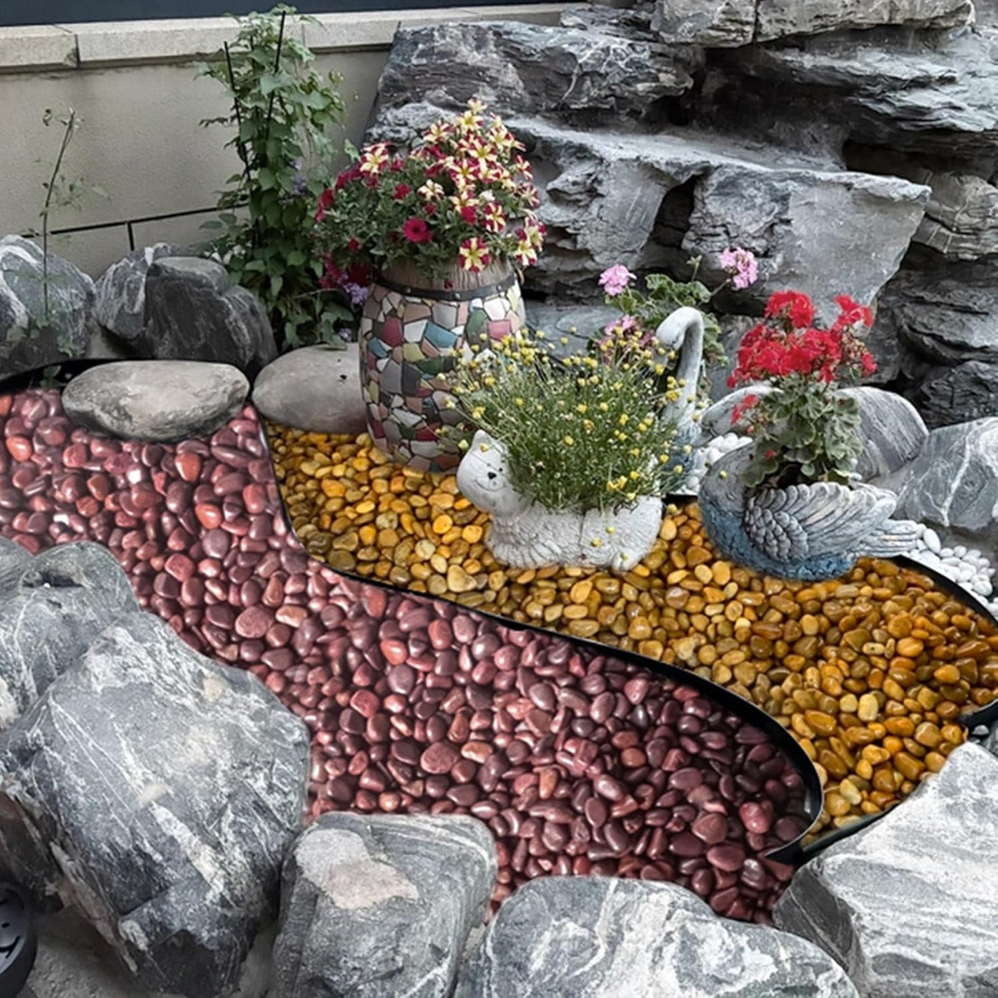 5 lbs Red River Rocks, 1-2 Inch Polished Pebbles for Indoor Plants, Decorative Rocks Stones for Landscaping, Vases, Aquariums, Fountains, Pathways, Backyard and Garden