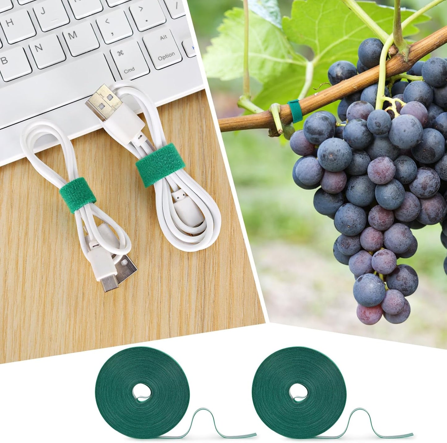 Garden Tape, 65.6 Feet 1/2''Plant Tape, Reusable Plant Garden Ties, Plant Supports for Climbing Plants, Adjustable Plant Straps for Gardening, Home, Office (1 Pack 65.6 Feet)