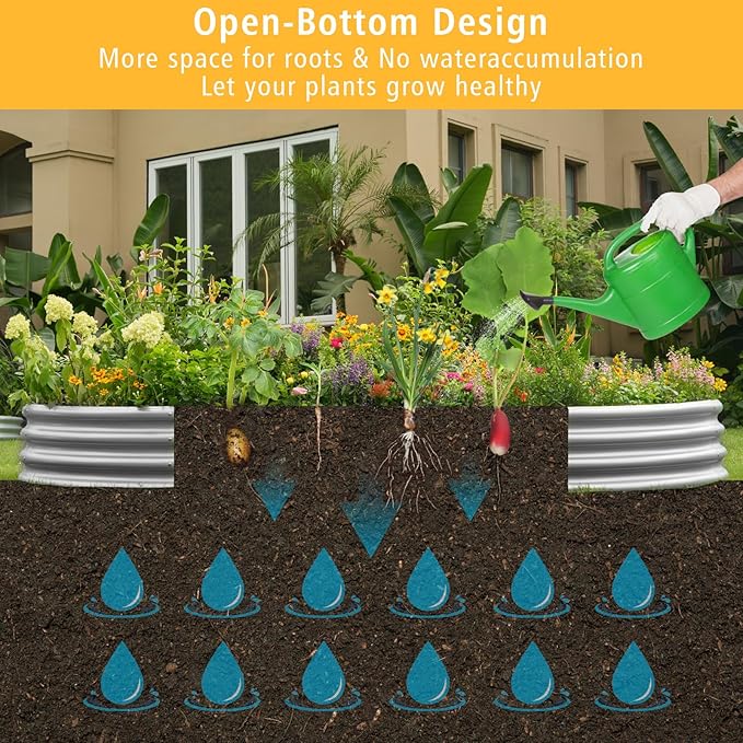 Garden 4x2x1ft Galvanized Raised Garden Bed Kit - Metal Planter Boxes for Vegetables/Herbs/Flowers, Heavy-Duty Steel Outdoor Garden Box with Reinforced Edges(4X2X1FT)