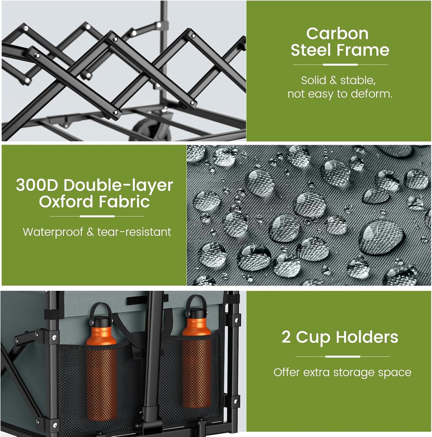 Collapsible Wagon with Wheels, 220 lbs Wagons Carts Foldable Wagon Cart with Flexible Handle, Lightweight Portable Folding Utility Grocery Shopping Cart for Grocery Sports Garden Camping, Gray