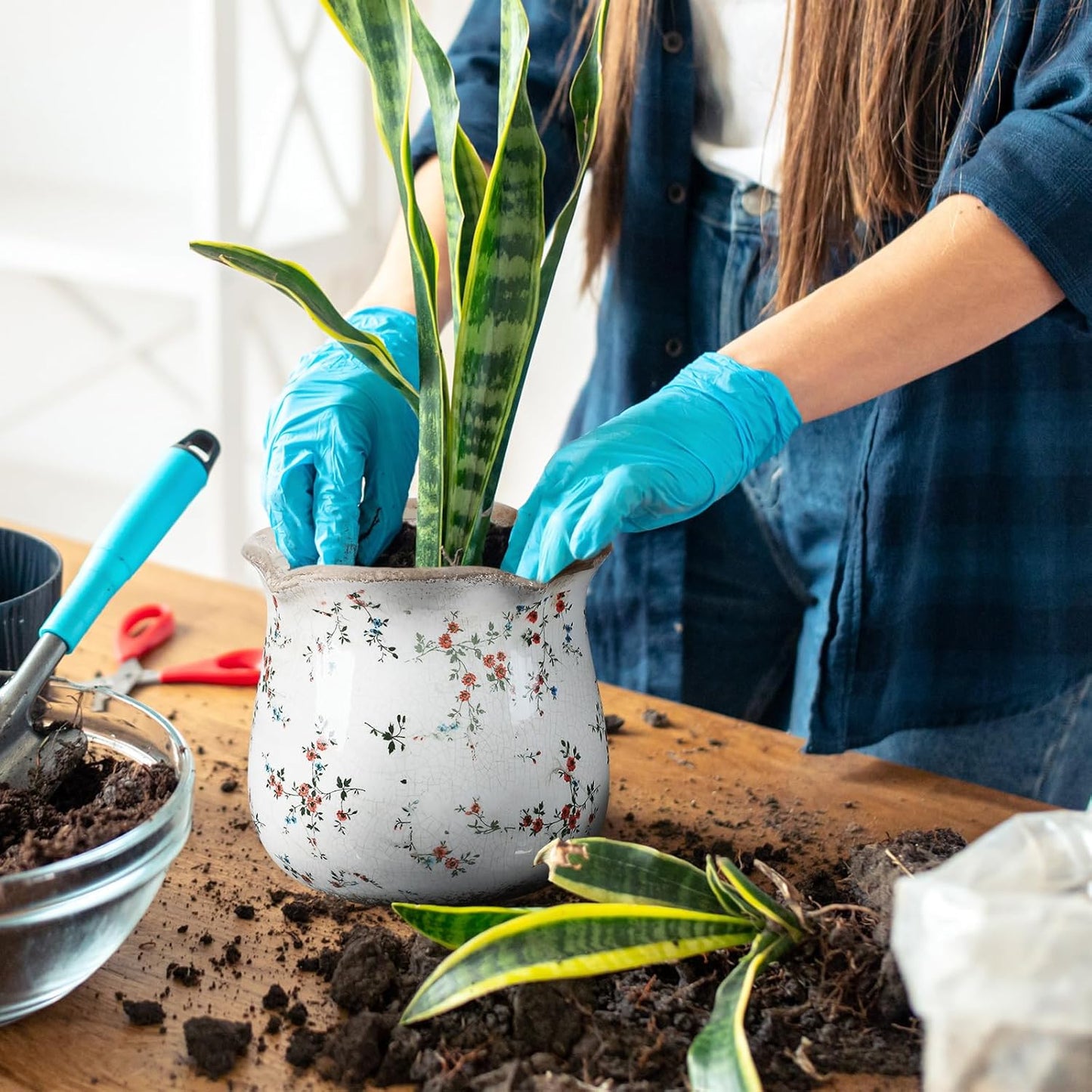 Newtay 6 Inch Ceramic Plants Pots Vintage Ceramic Flower Planters Crackle Glaze Finish Flower Pots Decorative Floral Vintage Planters for Living Room Garden Home Decor Gifts(Cute)