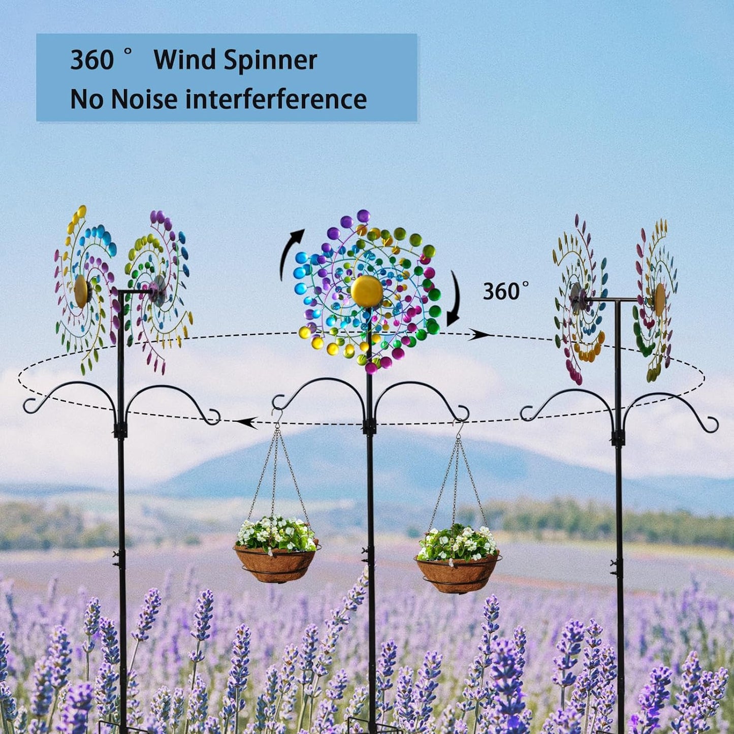 Wind Spinners Large Metal Outdoor Windmill Garden Spinner Yard Spinners Kinetic Lawn Art Patio Wind Spinners Garden Decor