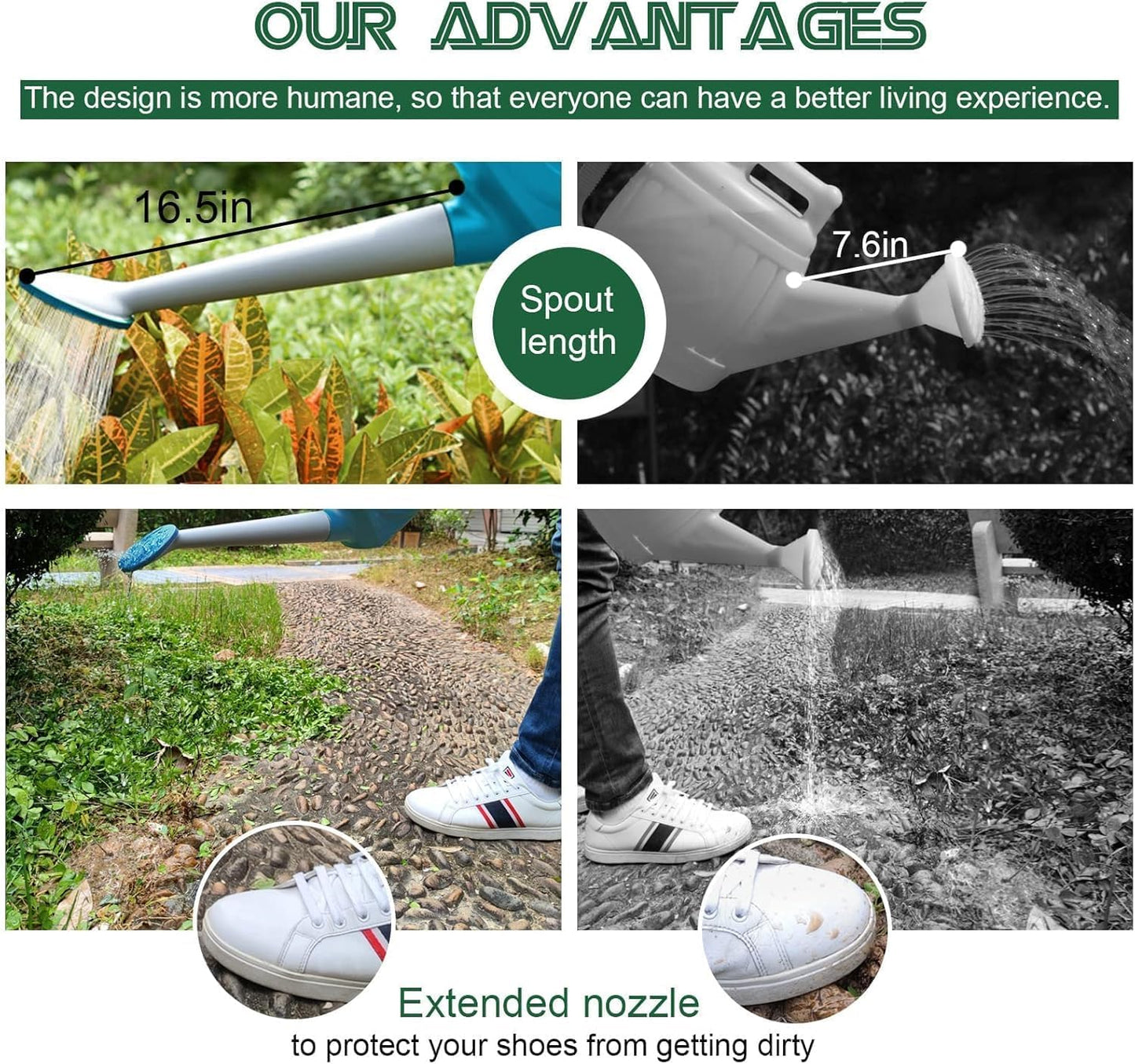 XXXFLOWER 1.5 Gallon Blue Watering Can Outdoor Garden Flower Plant, Lightweight 6 L Water Cans with Detachable Nozzle Watering Pot for Office House Garden