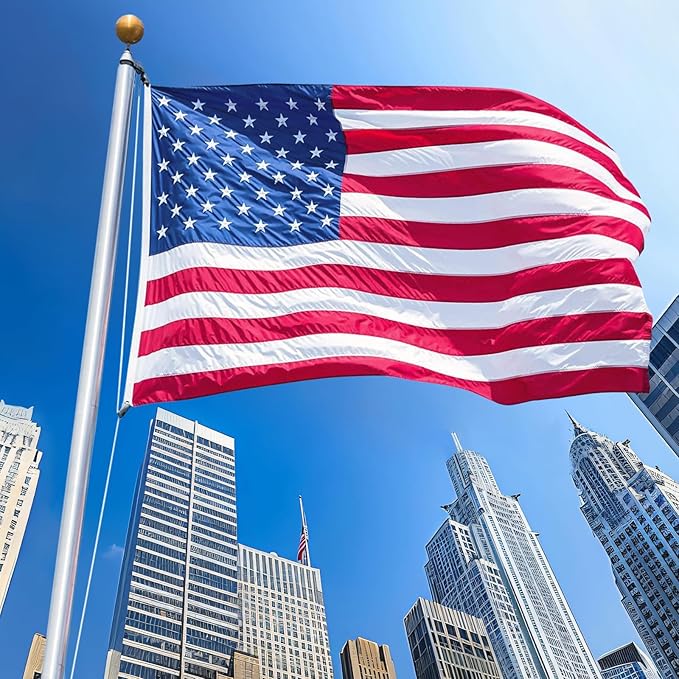 American Flag 2.5x4 Ft Embroidered Stars, Sewn Stripes, Brass Grommets US Flag Decorations, Outdoors Indoors USA Flags Polyester 2.5 x 4 Foot