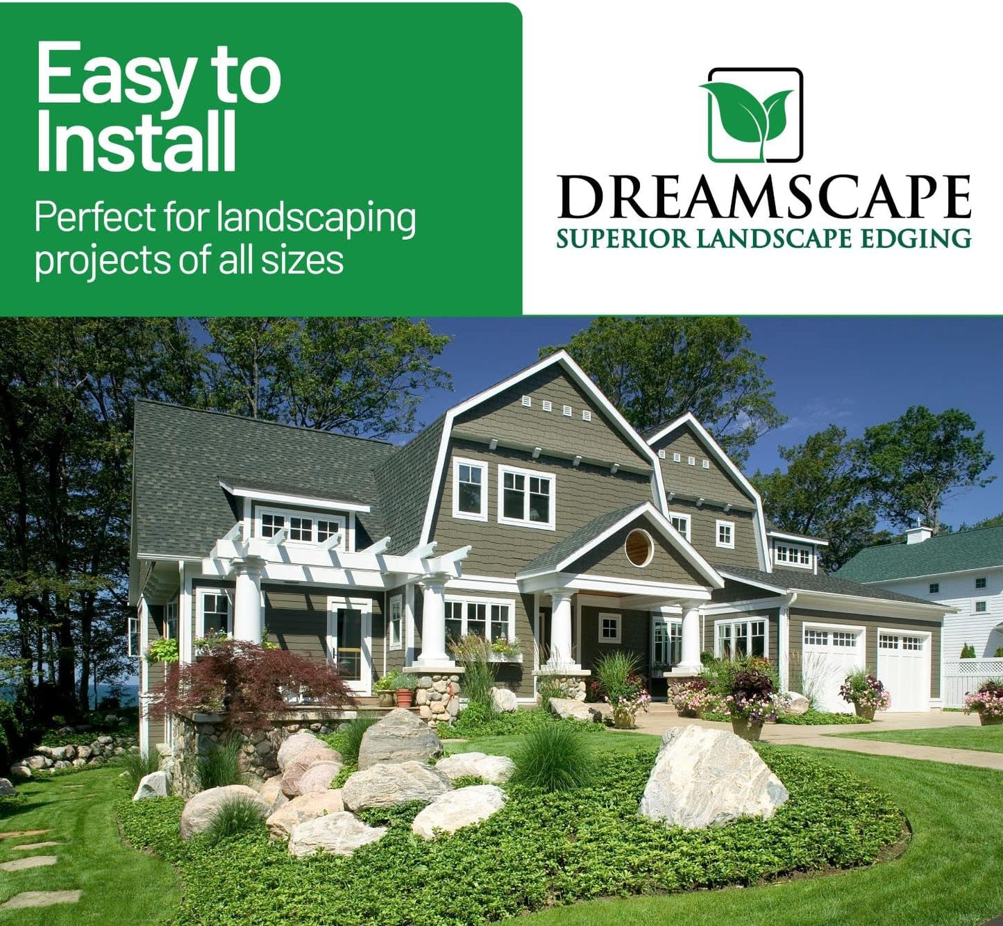 Dreamscape YardEdge Aluminum Landscape Edging - 4 Strips, 6ft Each (24ft Total), Green Duraflex Paint - Professional Quality Landscaping Border, Metal Divider for Lawn, Garden, Flowerbed