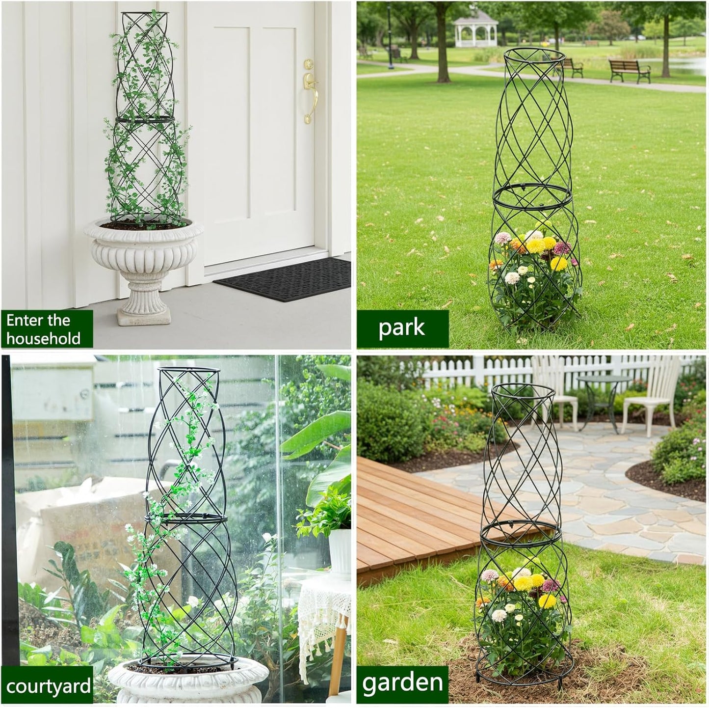 35-Inch Metal Garden Obelisk Trellis for Indoor & Outdoor Plants – Durable, Weather-Resistant Support for Climbing Vines, Roses, and Flowering Bushes – Decorative Potted Plant Structure