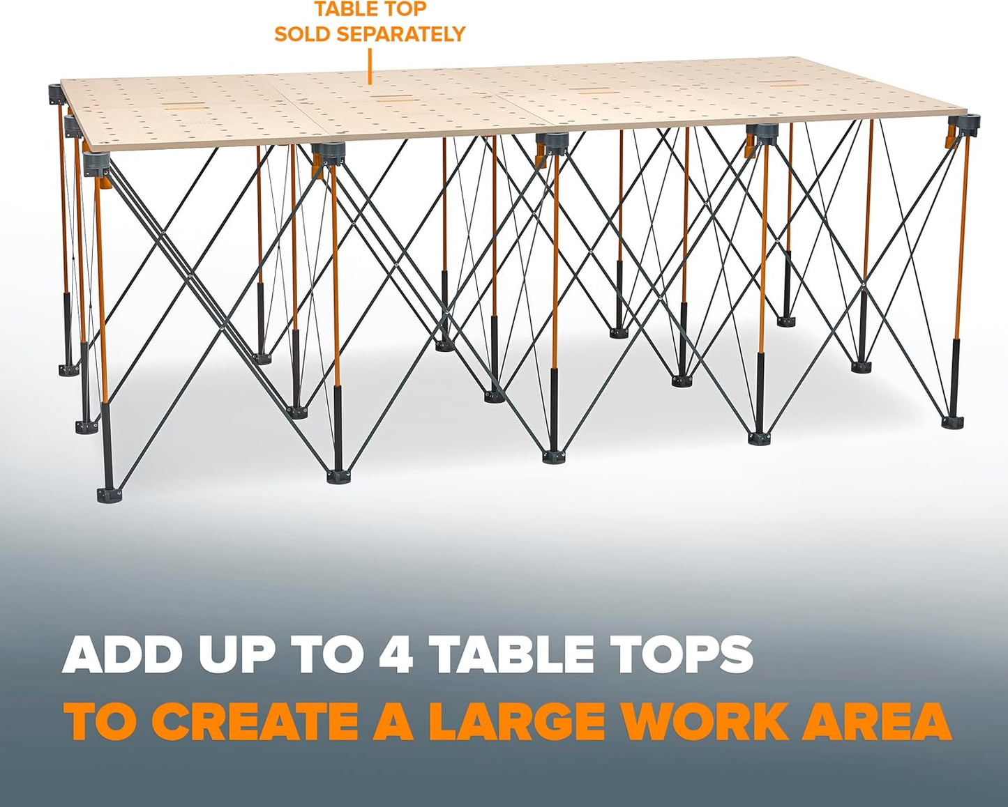 BORA Centipede CT15 36 inch Tall Portable Folding Workstand With Carry Strap, Collapsible Workbench, Construction table, Support, Sawhorse, 4Ft X 8Ft, 36 inch work height, 6000lb weight capacity