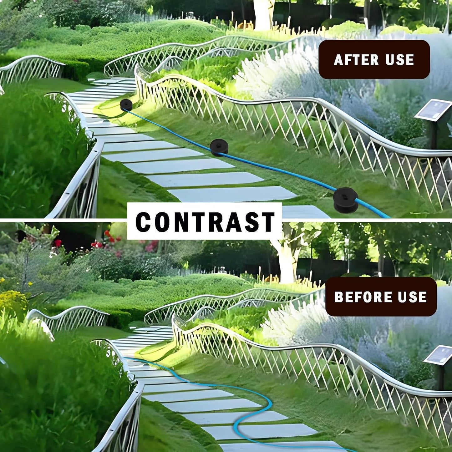 2 PCS Garden Hose Guide Spike,Hose Guide Stake Heavy Duty Pure Metal Hose Roller Guide,Keep Flowering Hose Out of Flower Beds,Rustproof Coated Garden Hose Stake for Yard,Lawn