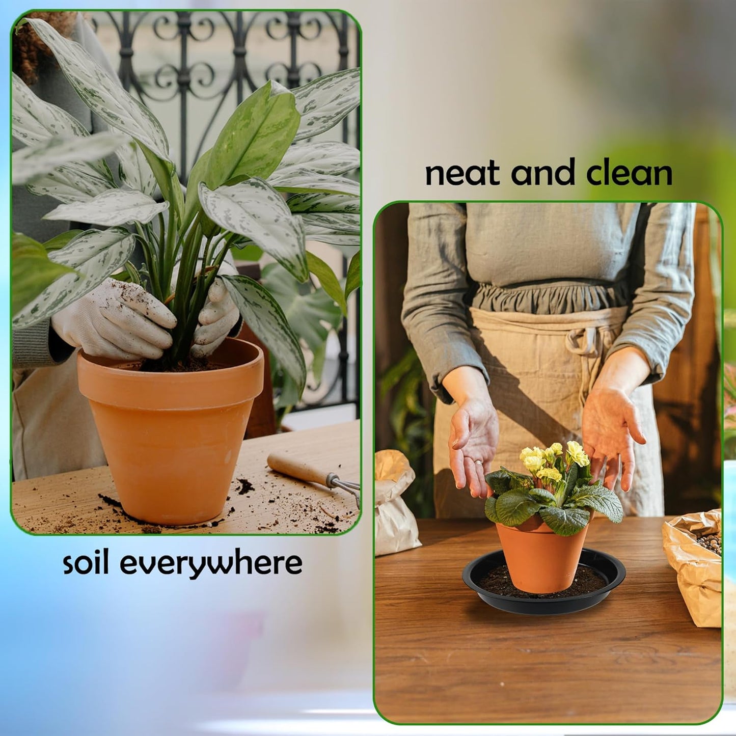 12 Pack 6 Inch Round Plant Saucers for Less 5 Inch Pot Indoors Outdoors Plant Trays for Pots Planter Saucer Plastic Plant Drip Tray Flower Planter Water Tray for Potted Plant (Black, 6"(12pcs))