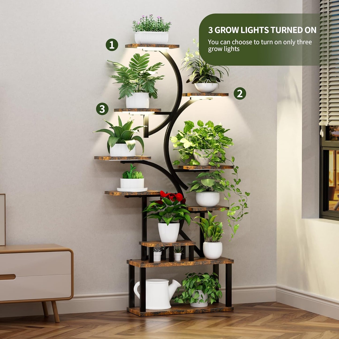 Plant Stand Indoor with Grow Lights, 10 Tiered Indoor Plant Stand, 68.5" Lighted Corner Plant Stands for Indoor Growing, Large Flower Holder for Living Room, Patio, Balcony Décor