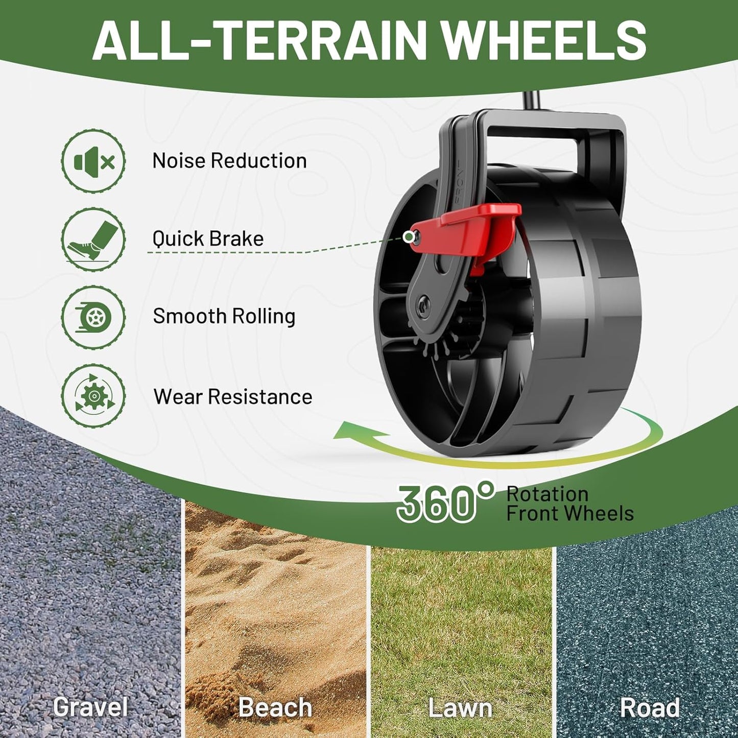 TIMBER RIDGE 400L Large Capacity Folding Double Decker Wagon with Brakes, 54" Extra Long Extender Wagon Cart, 660lbs Heavy Duty Collapsible Cart, All-Terrain Big Wheels for Camping, Sports, Shopping