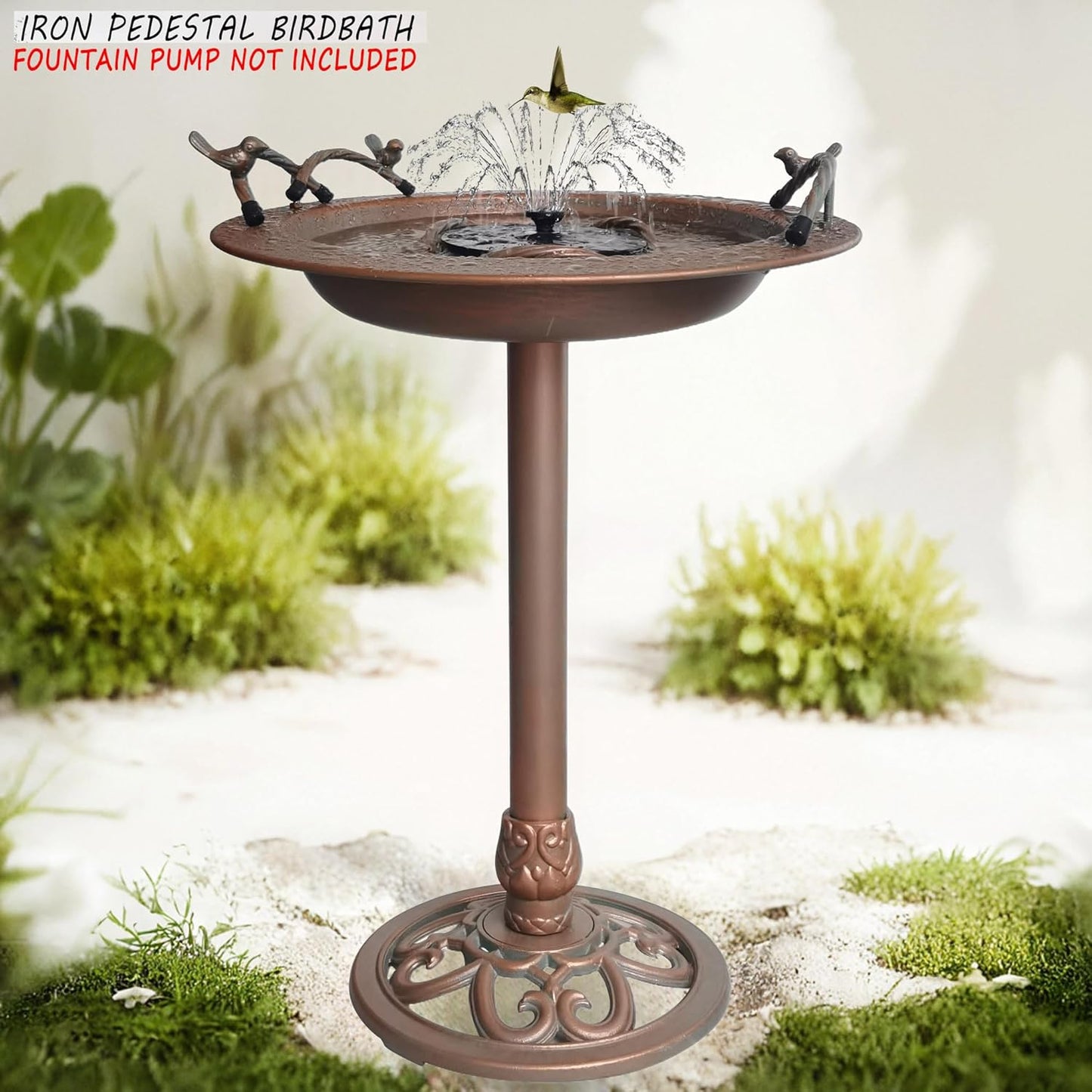 Metal Bird Bath - Iron Birdbath 28.5" H, Bird Bath for Water Fountain, Bird Feeder Bowl for Yard Patio Lawn Decor (Fountain Pump not Included)