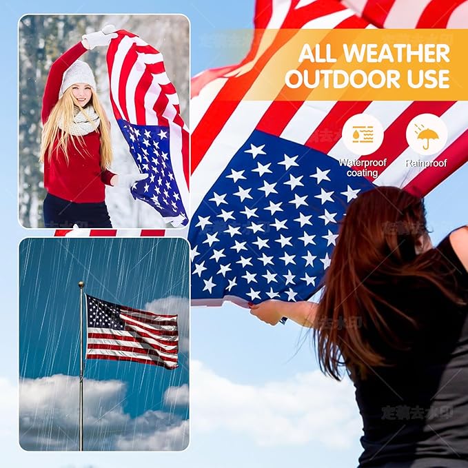 American Flag 4x6 Ft ,Upgraded Thickened - Spun Polyester Series Fade-Resistant Ultra Durable Tear-Resistant Heavy Duty Flags Heavy Duty, Embroidered Stars, Sewn Stripes, Brass Grommets