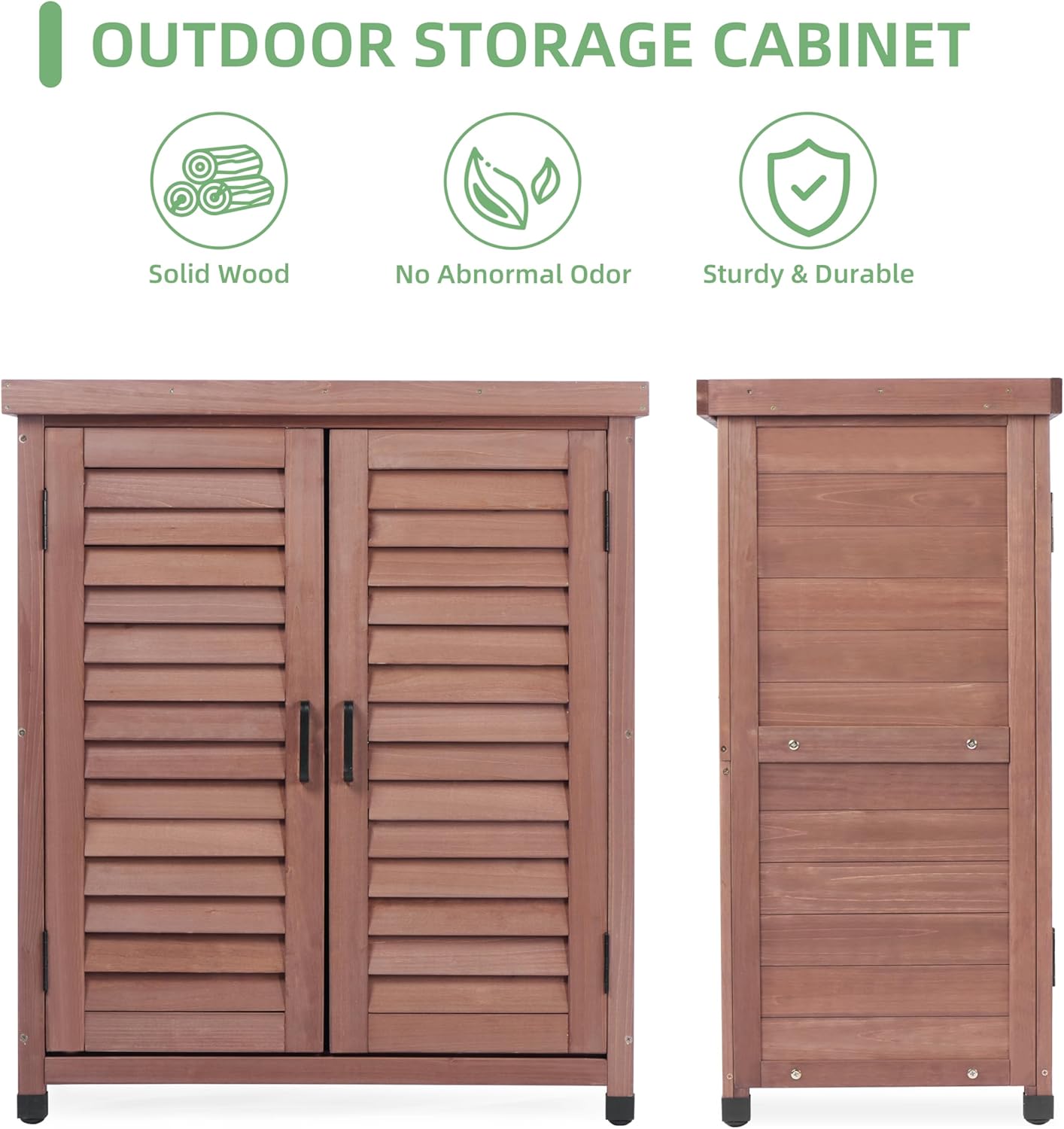 Potting Bench with Storage Cabinet and Metal Table Top for Outdoor Patio, Garden Furniture Wood Workstation