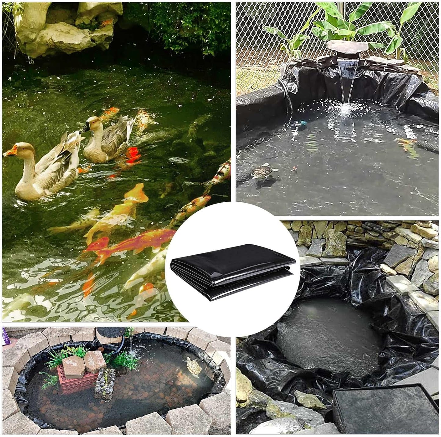 ToLanbbt Pond Liner 4 x 7 Ft HDPE Pond Liners, 20 Mil UV Resistant Preformed Pond Liner Easy Cutting, Pond Liner for Natural Looking Ponds, Waterfall, Koi Pondsand Water Garden (Black)