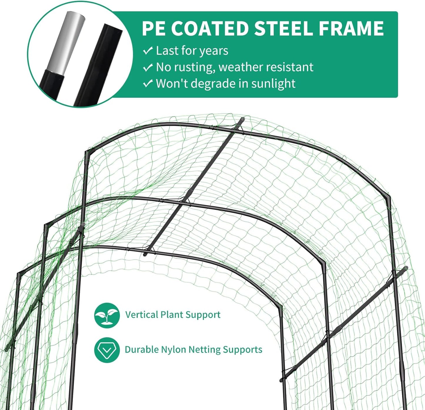 DoCred Tall Garden Arch Trellis for Climbing Plants, 87in Tall Metal Plant Support Trellis Archway for Climbing Vine Vegetable/Fruit/Flower Outdoor Yard Lawn Garden Arch Tunnel Trellis