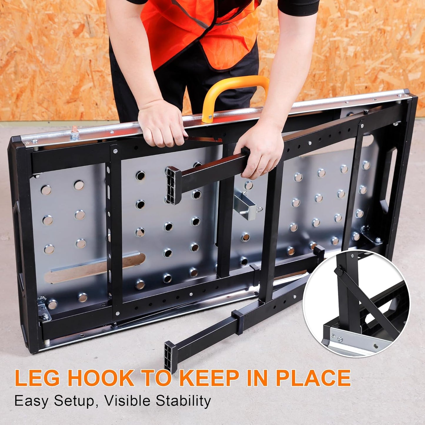 Metal Welding Table Folding 1000 lbs Load Capacity Heavy Duty Steel Construction Workbench for Welding Adjustable 7 Level Height