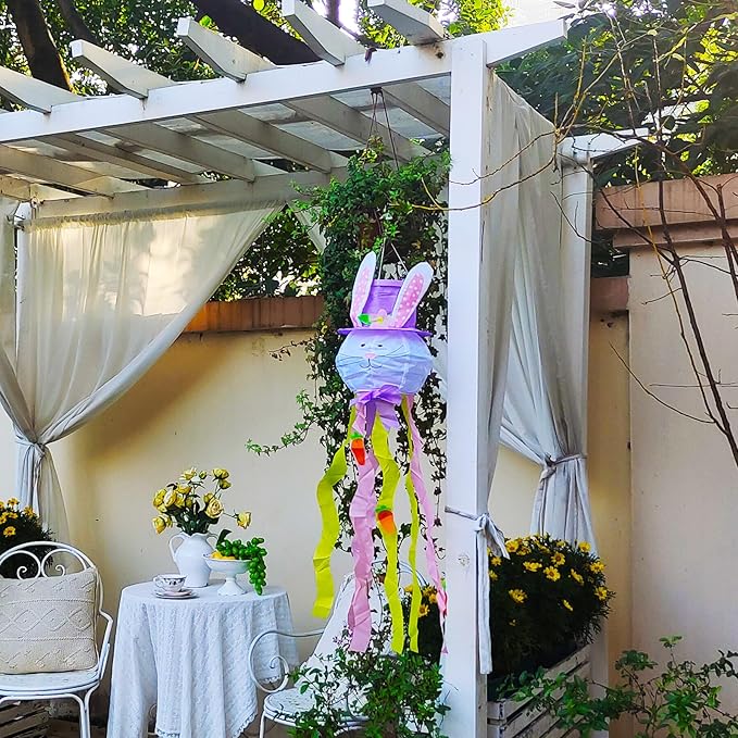 Easter Windsock Bunny Wind Socks Enduring Wind Socks for Outdoor Hanging Yard and Party Winter Festival Garden Décor 44.9 Inch