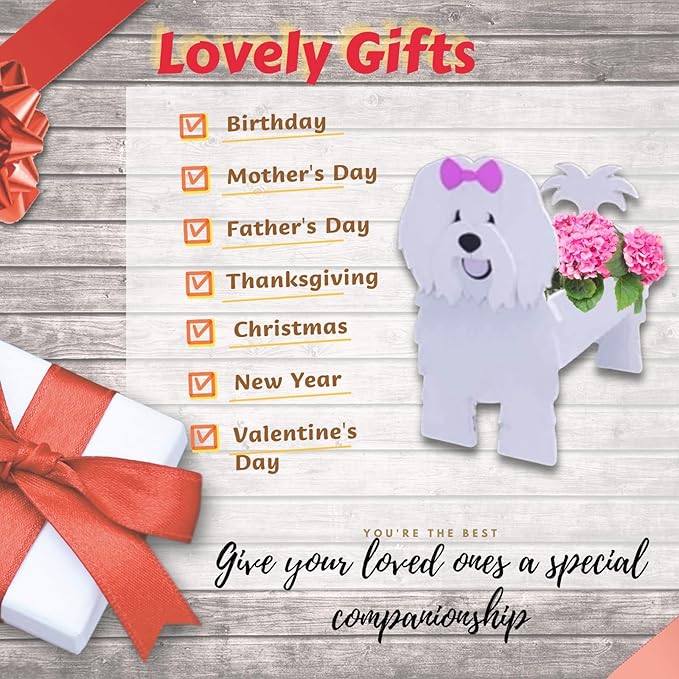 Cotton Veil Dog Planter Plant Pots,Cute Garden Dog Flower Planter,Dog Planters Birthday Gifts for Women,Office,Indoor/Outdoor Decor(9.45 * 9.02 * 13.39in)