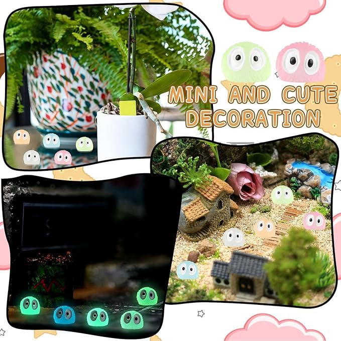 Luminous Mini Resin Animals - 130 Pcs Tiny Animals Mini Ducks Tortoise Rabbit Panda Mushroom Fruits Seashells Set Figurines Glow in The Dark Garden Miniatures Fairy Garden Accessories
