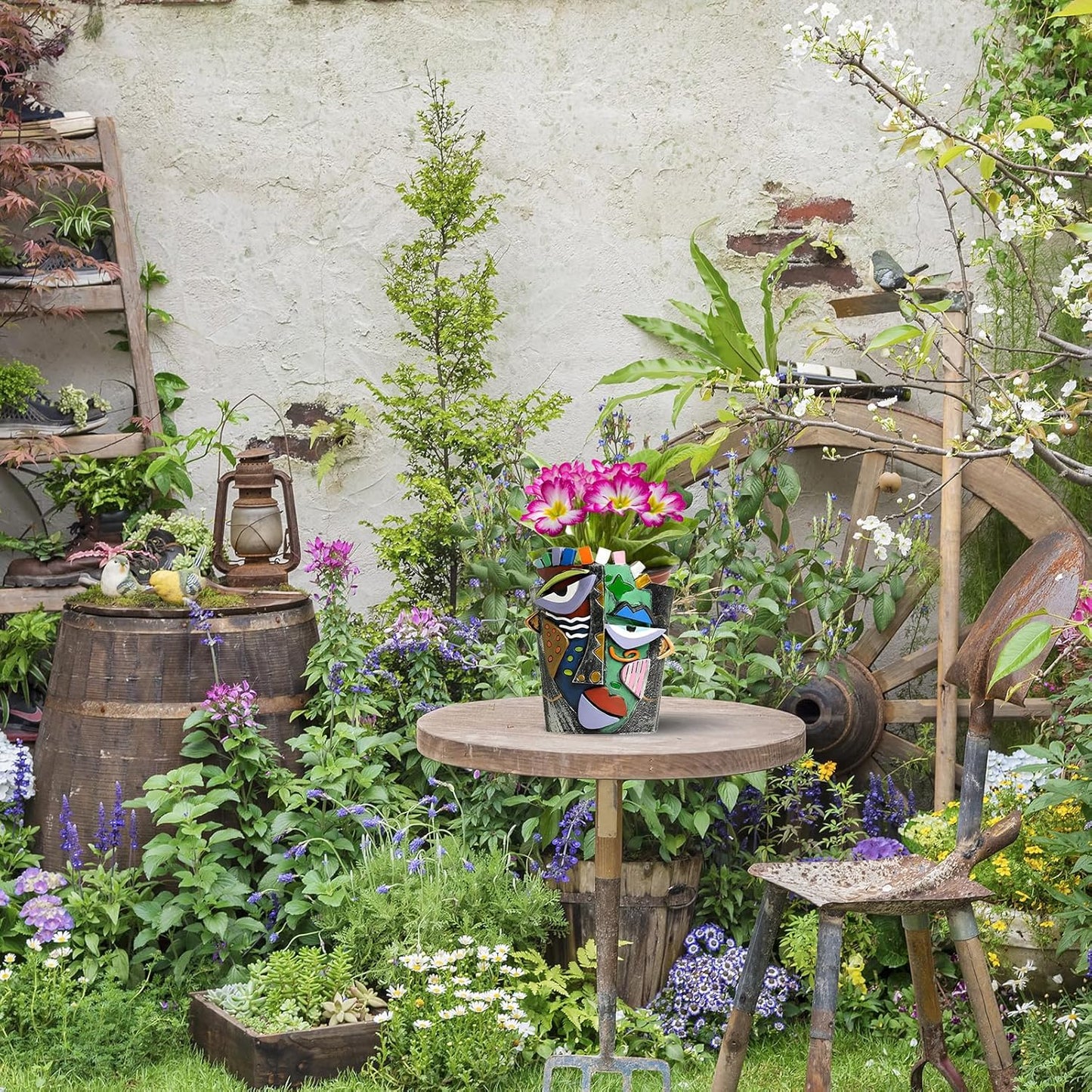 Picasso Abstract Face Planters Pots, Unique Abstract Flower Pot Head Planter Pot Ornaments Resin Brutalist Flowerpot with Drainage Hole for Indoor and Outdoor Plants Home Decor (Bronze)