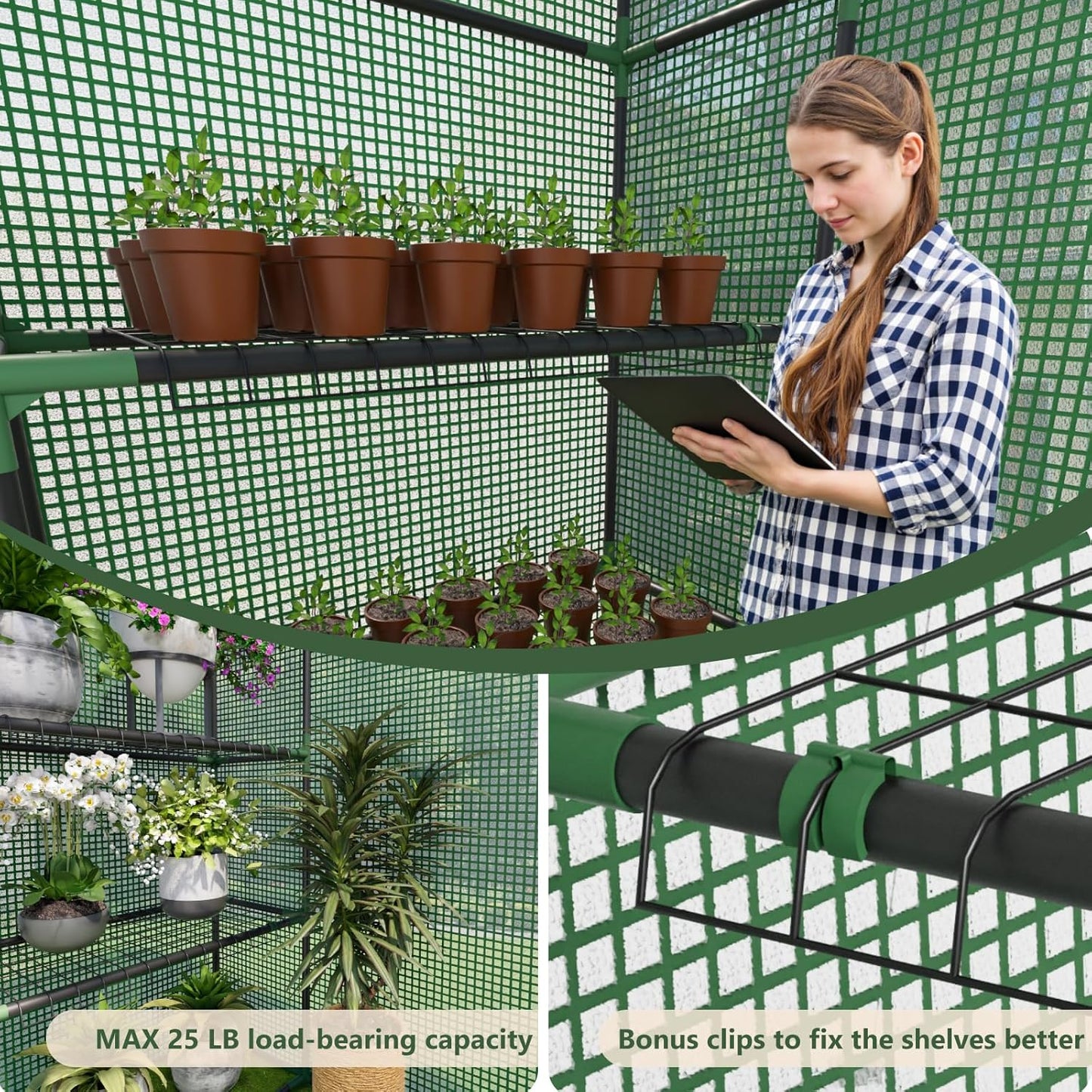 Greenhouse for Outdoors, Small Greenhouse, Walk-in Greenhouses with 3 Tiers 4 Shelves, PE Cover, Heavy Duty Plant Greenhouses for Garden and Backyard