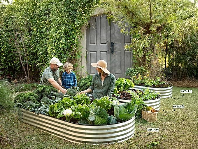 Galvanized Raised Garden Beds Outdoor // 6×3×1 ft Planter Raised Beds for Gardening, Vegetables, Flowers // Large Metal Garden Box // Patented Tool-Free Design (Silver)