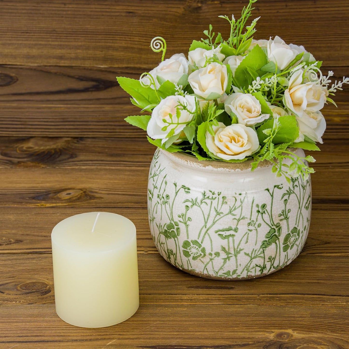 Vintage Ceramic Ice Crack Flower Pot with Drainage Holes, Country Rustic Planters for Indoor and Outdoor,Tuscan Decor,Home,Living Room, Garden Decor, Gardening Gift (Asian)