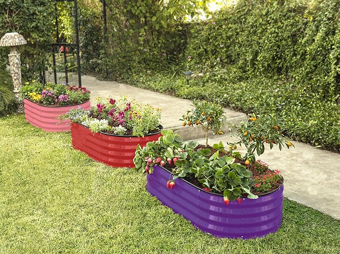 Galvanized Raised Garden Beds Outdoor // 4×2×1 ft (2-Pack) Planter Raised Beds for Gardening, Vegetables, Flowers // Large Metal Garden Box (Pink) // Patented Tool-Free Design