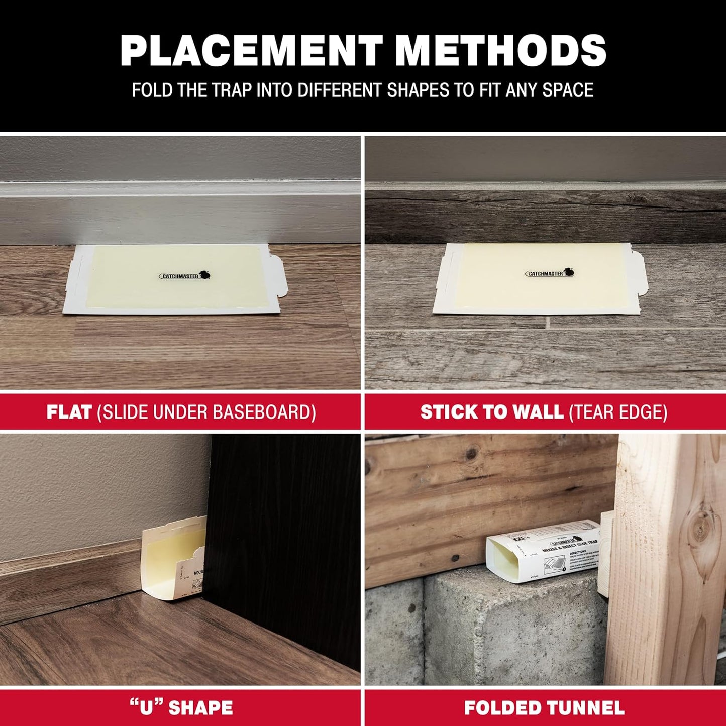Catchmaster Mouse & Insect Super Glue Traps 30PK, Mouse Traps Indoor for Home, Extra Strength Sticky Pest Control Adhesive Tray for Catching Bugs, Rats & Rodents, Non Toxic Bulk Pre-Baited Glue Boards