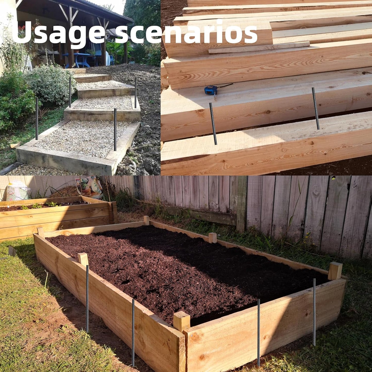 16 Pieces 24-Inch Garden Ground Stakes Galvanized Steel Rebar Stake - Heavy Duty Anchors for Tents, Position Kits,Fences, and Trampolines