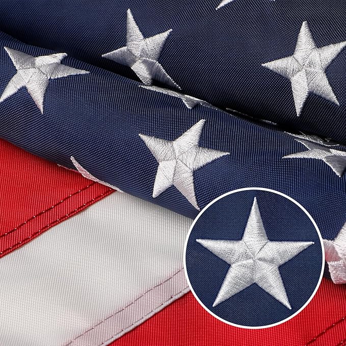American Flag 8x12 FT, US Flags with Embroidered Stars Sewn Stripes Brass Grommets, Vivid Color, All Weather United States Flag, Polyester USA Flag for Outdoors Indoors (8x12 Foot)