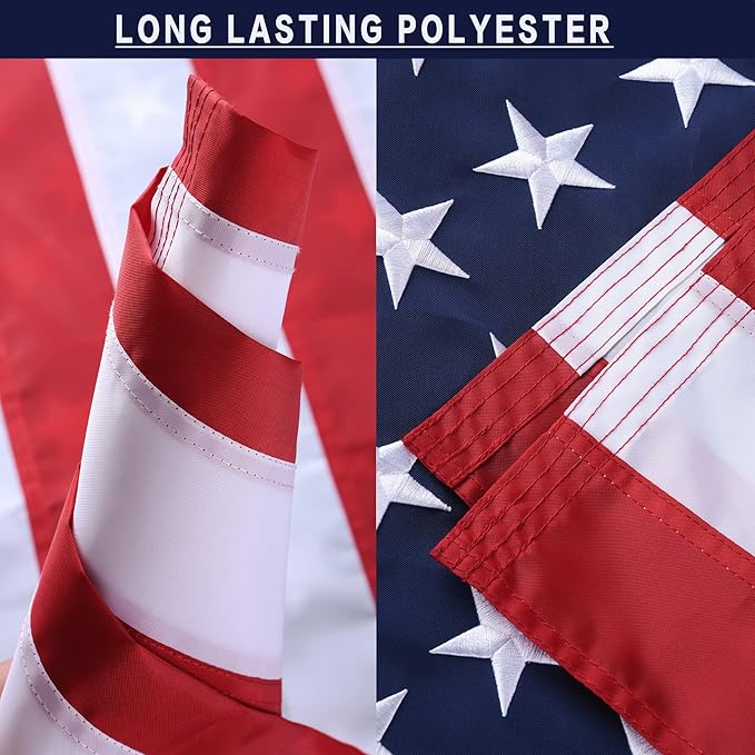 American Flag 6x10 Outside, US Flags for Outdoor Indoor, Heavy Duty Durable, Deluxe Embroidered Stars, Brass Grommets, Sewn Stripes, Vivid Color, Fade Resistant and waterproof