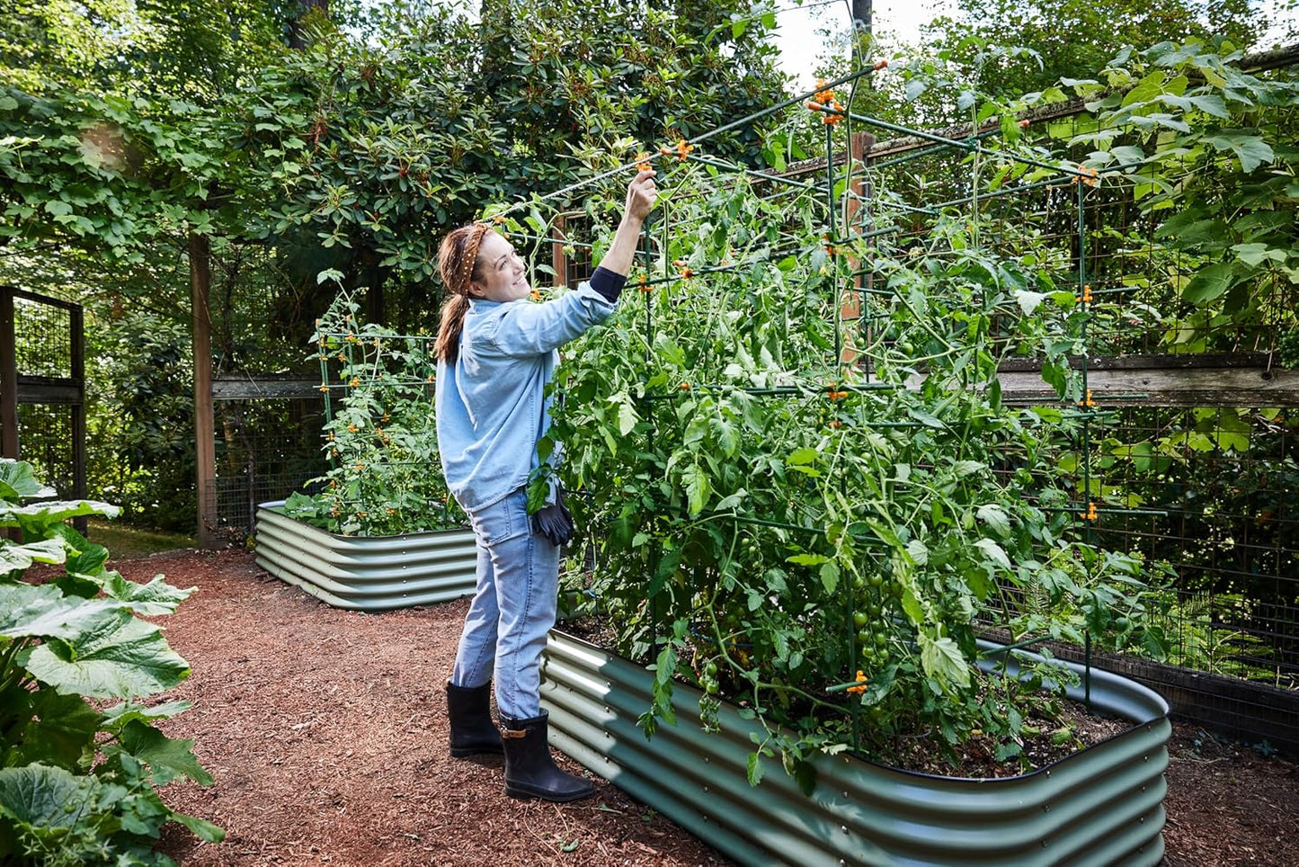 Plant Support Clips for Trellis, Garden Stakes, Wire Fence, Climbing Plants, Indoor Gardening, Hydroponics Systems, and Vines | Durable Gardening Clips (Incognito Green - 100 Pack)