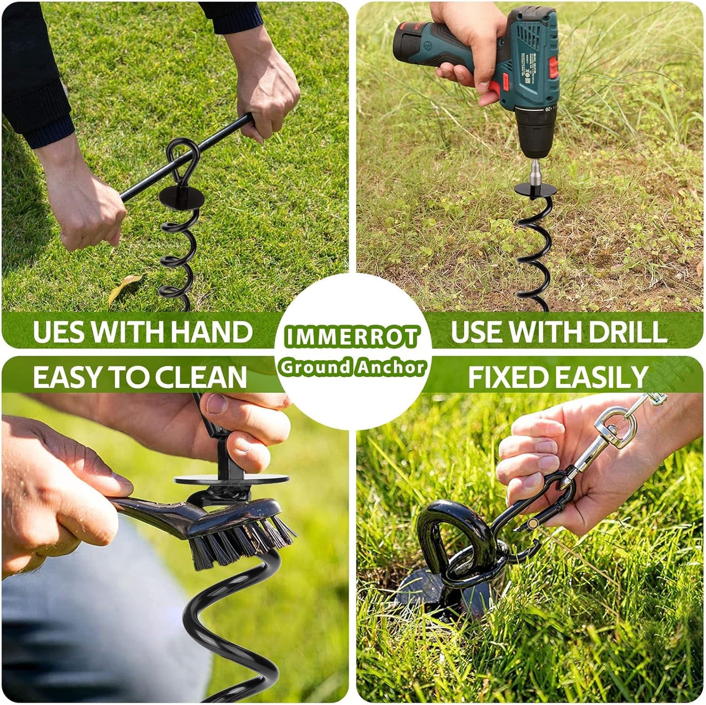 1 Pcs 15.3 Inch Ground Anchor Heavy Duty for High Winds Screw in Earth Anchor Swing Set Spiral Auger Stakes Suitable for Tent Trampoline Tree Garden Fence Sheds Swingset, Easy to Use with Drill