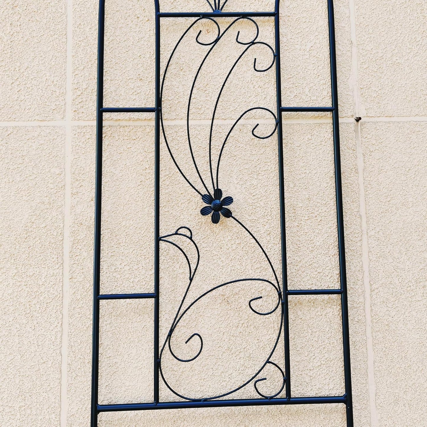 Metal Garden Trellis Rustproof Trellis for Climbing Plants Outdoor Flower Support Peacock Style (Black-4 Pack, 86.7"x19.7")