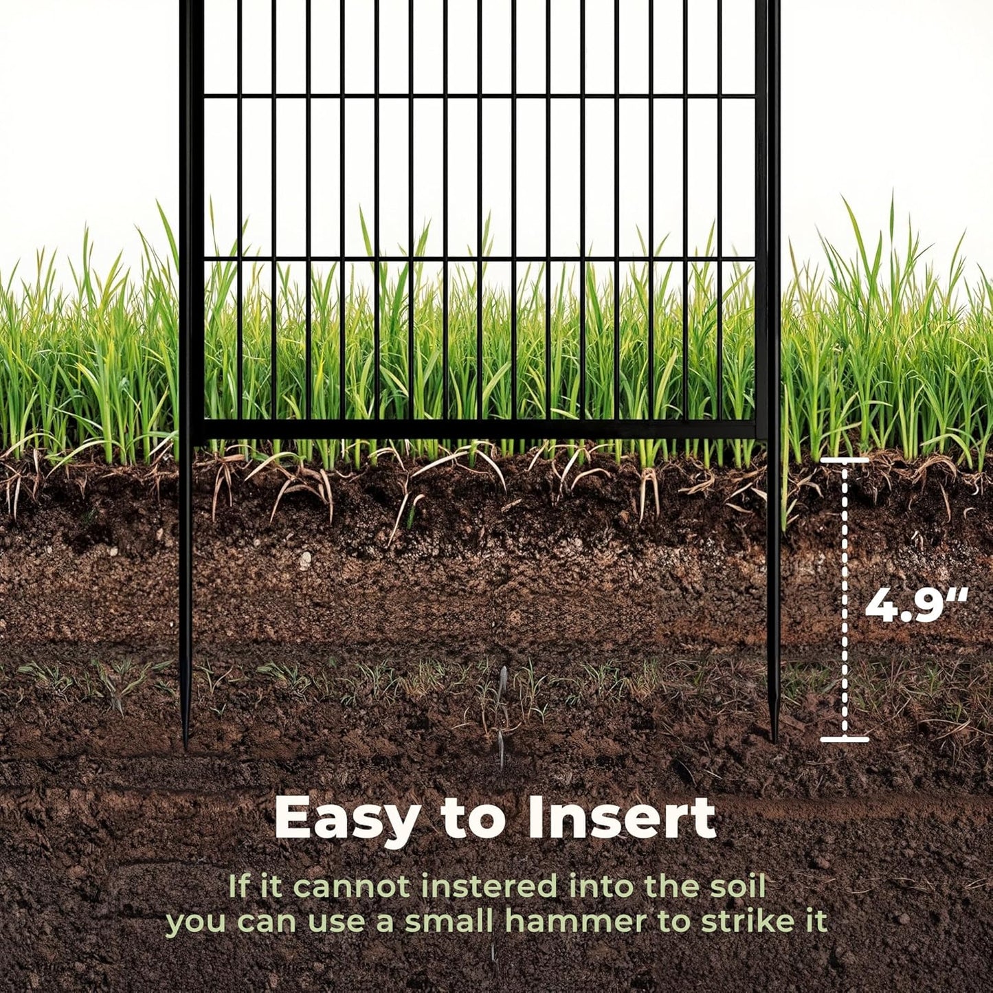 Decorative Garden Fence with Gate 32 in(H) x 13.4 ft(L) 6 Panels, Heavy Duty Metal Animal Barrier Fence for Yard, Flower Bed Fencing, Garden Border Fence, Easy Set Up, Black