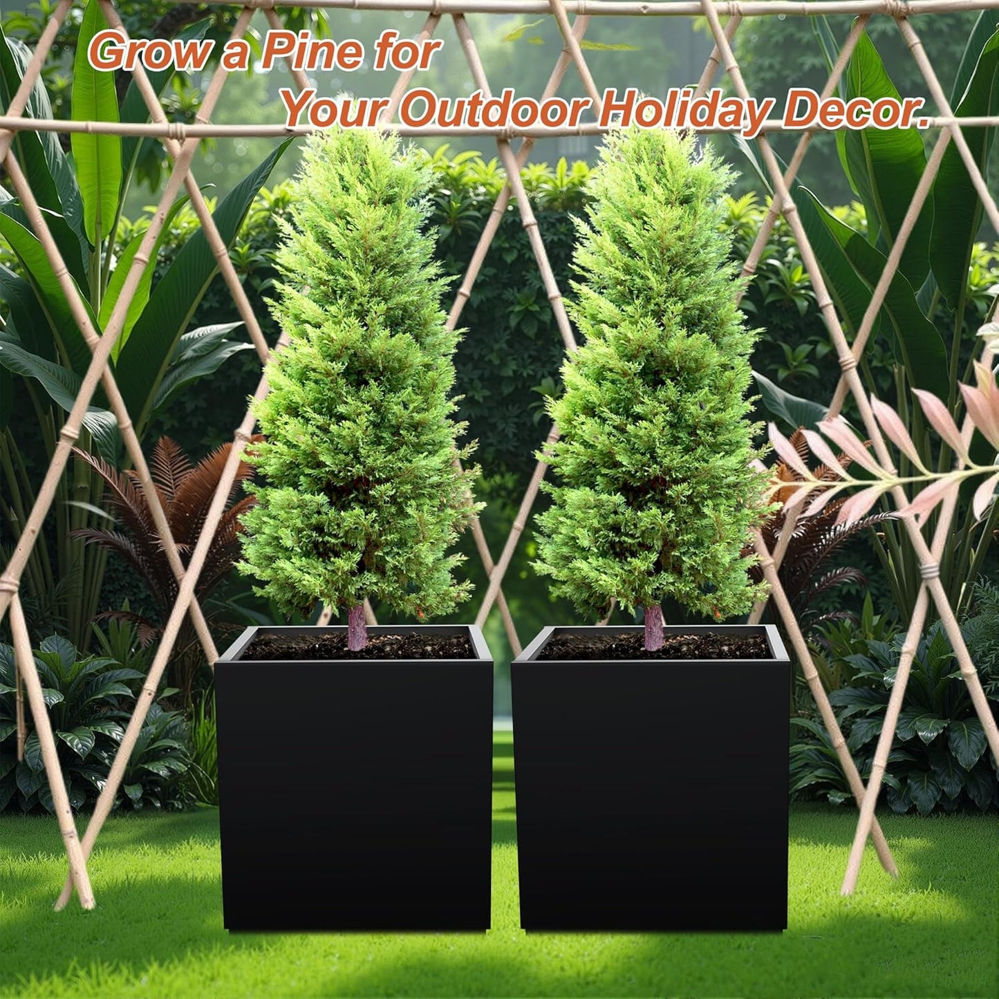 Metal Rectangular Planter for Outdoor Plants, Coated Large Planter Box with Drainage, Outdoor Patio PLanters with Sturdy Thickened Material for Yard, Garden