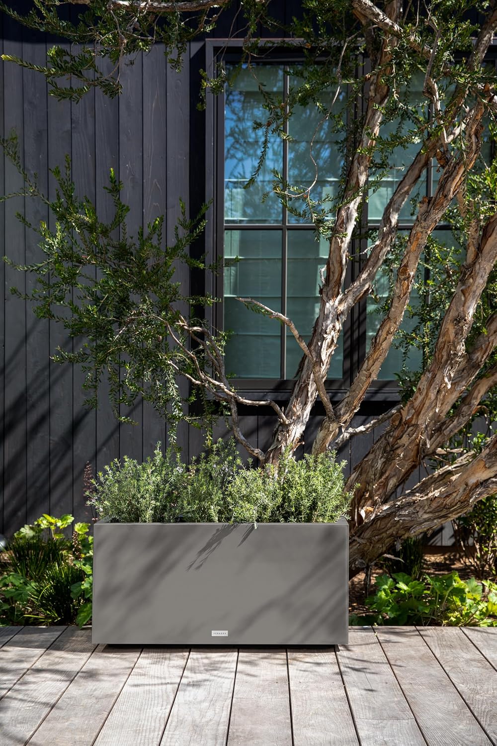Veradek Block Series Long Box Planter - Large Rectangular Planter for Indoor or Outdoor Patio/Porch | Durable All-Weather Use with Drainage Holes | Modern Décor for Tall Plants, Flowers or Shrubs
