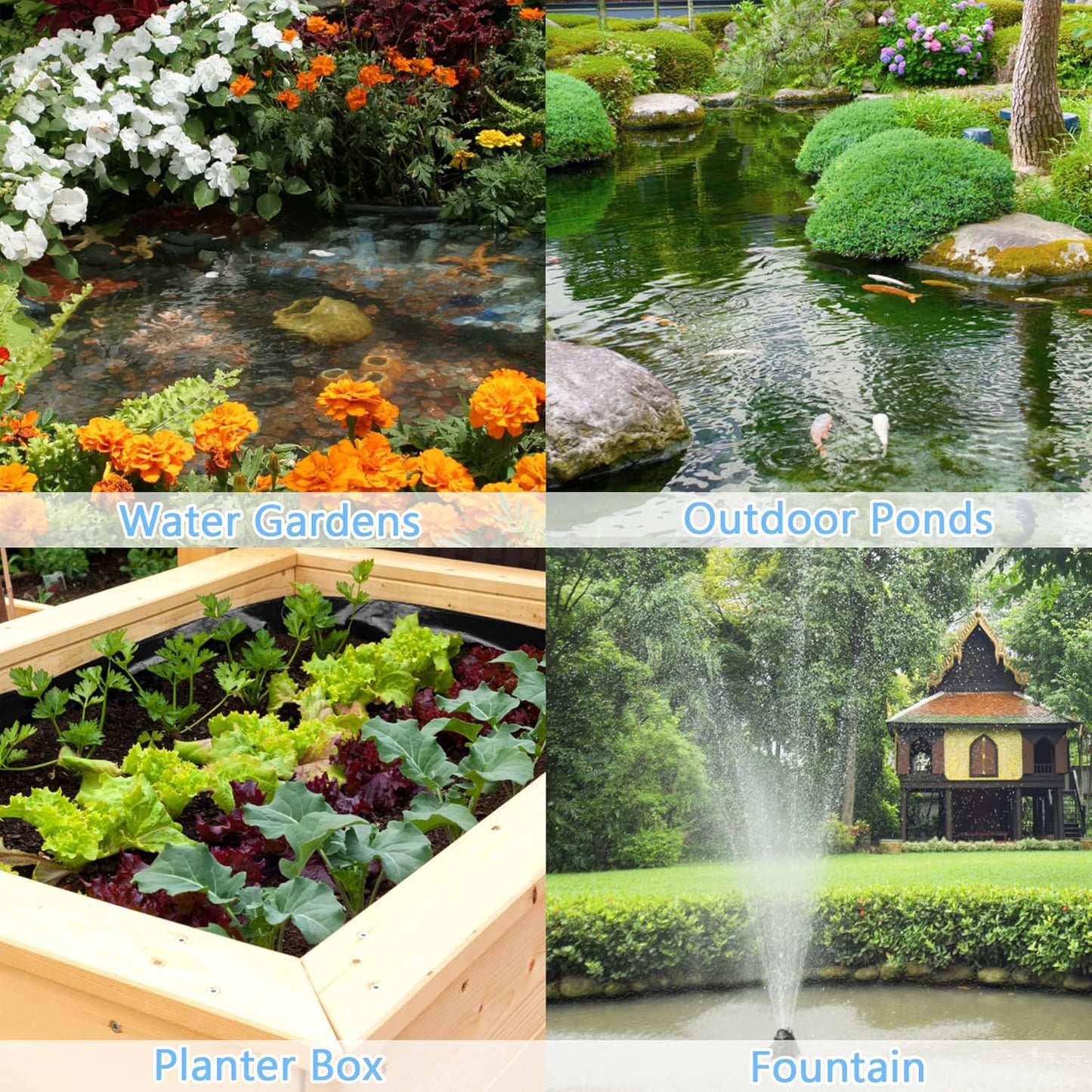 Reinforced PE Pond Liner 15 x 20 FT, 28 Mil Sun Resistant Preformed Pond Liner, Hemmed Edge with Buttonholes Liner for Outdoor Large Ponds, Fish/KOI/Duck Pond, Garden Waterfall, Waterscape, Black