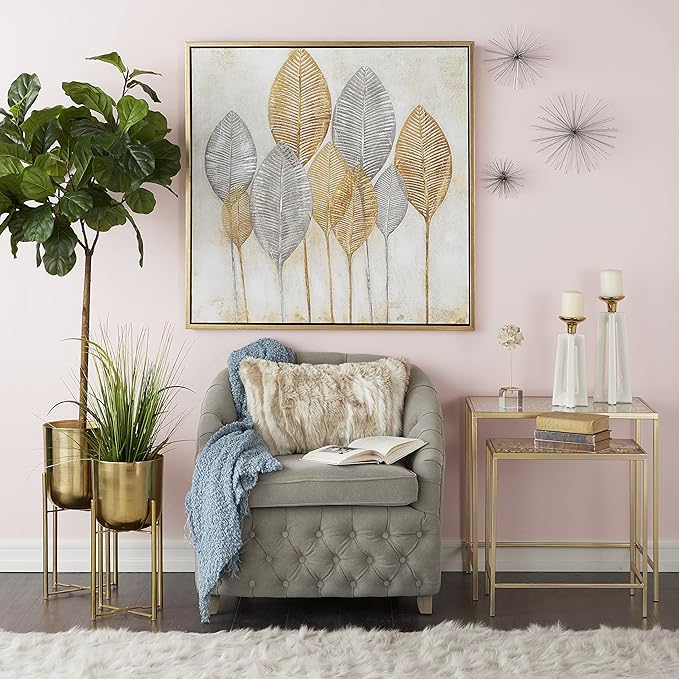 Deco 79 Metal Deep Recessed Dome Planter, Set of 3 24", 20", 16" H, Gold & CosmoLiving by Cosmopolitan Metal Indoor Outdoor Dome Planter with Removable Stand, Set of 2 19", 22" H, Gold