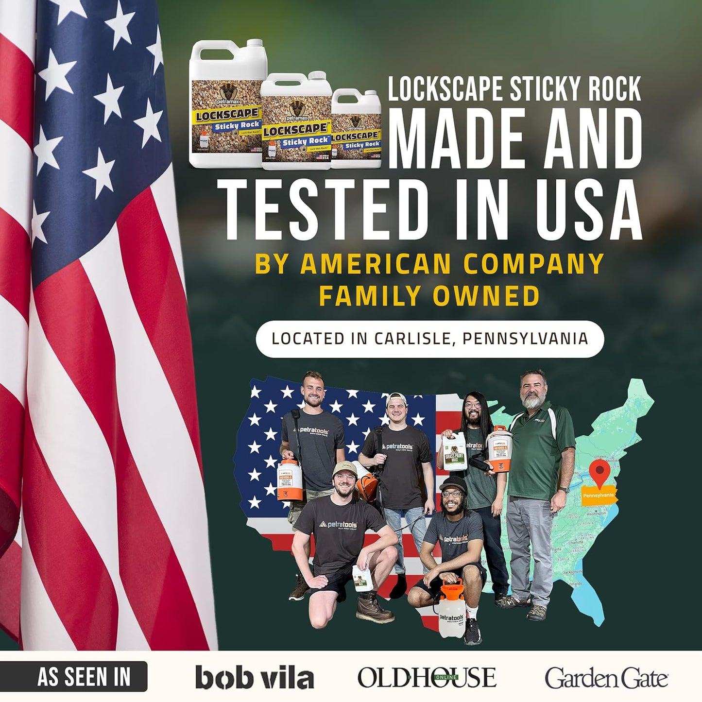 Lockscape Sticky Rock or Sticky Mulch Glue for Landscaping with Sprayer 1 Gallon, Max Rock Glue for Landscape & PetraTools HD101 Bundle, Lockdown Gravel or Mulch for Landscaping Hold (Stone)