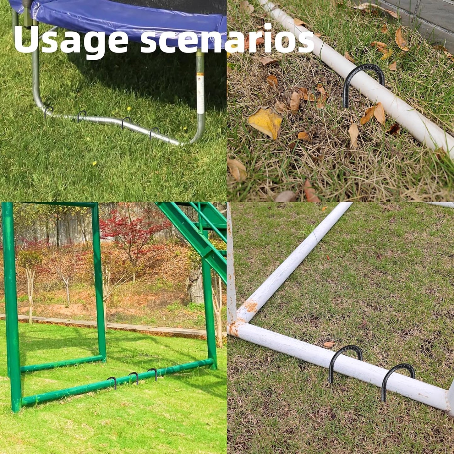 27 Pieces 16-Inch Garden Ground Stakes Galvanized Steel J Shape Hook Rebar Stake - Heavy Duty Anchors for Tents, Position Kits,Fences, and Trampolines