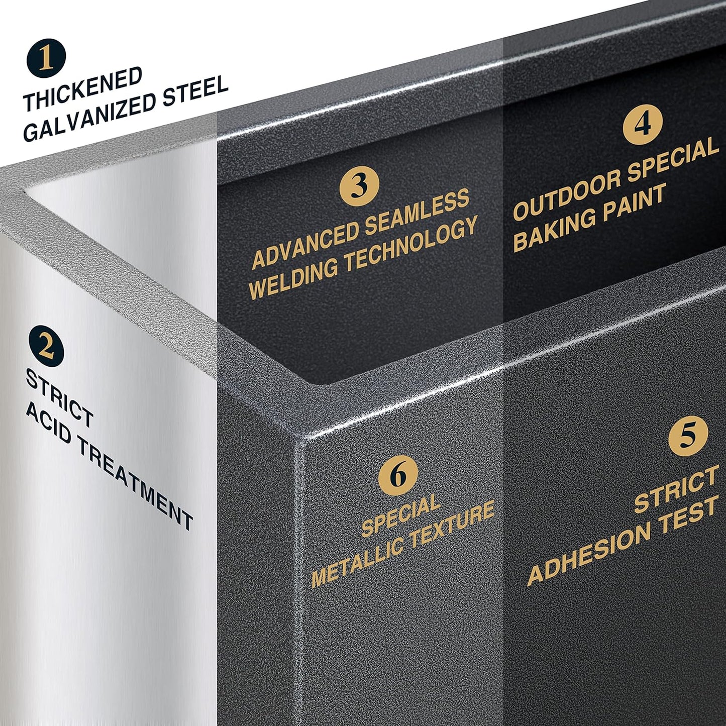 Metallic Heavy Rectangle Planter Box for Outdoor/Indoor 25Lx11Wx13H Inches 22Pounds Gray