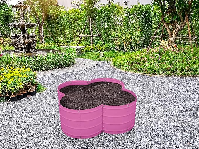 Galvanized Raised Garden Beds Outdoor // 3×3×1 ft Planter Raised Beds for Gardening, Vegetables, Flowers // Large Metal Garden Box (Pink) // Patented Tool-Free Design