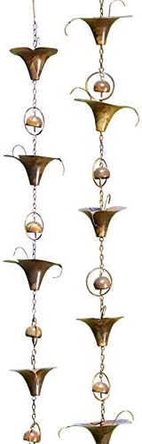 Ancient Graffiti Calla Lilies and Bells Rain Chains, Flamed Copper Colored, Set of 2 (2)