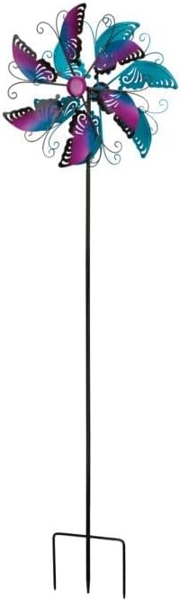 Regal Art & Gift Butterfly Wind Spinner – Metal Yard Decorations Outdoor | Kinetic Garden Spinner for Lawn, Pathway, or Flower Bed | Weather-Resistant Outdoor Sculpture - 19 Inch