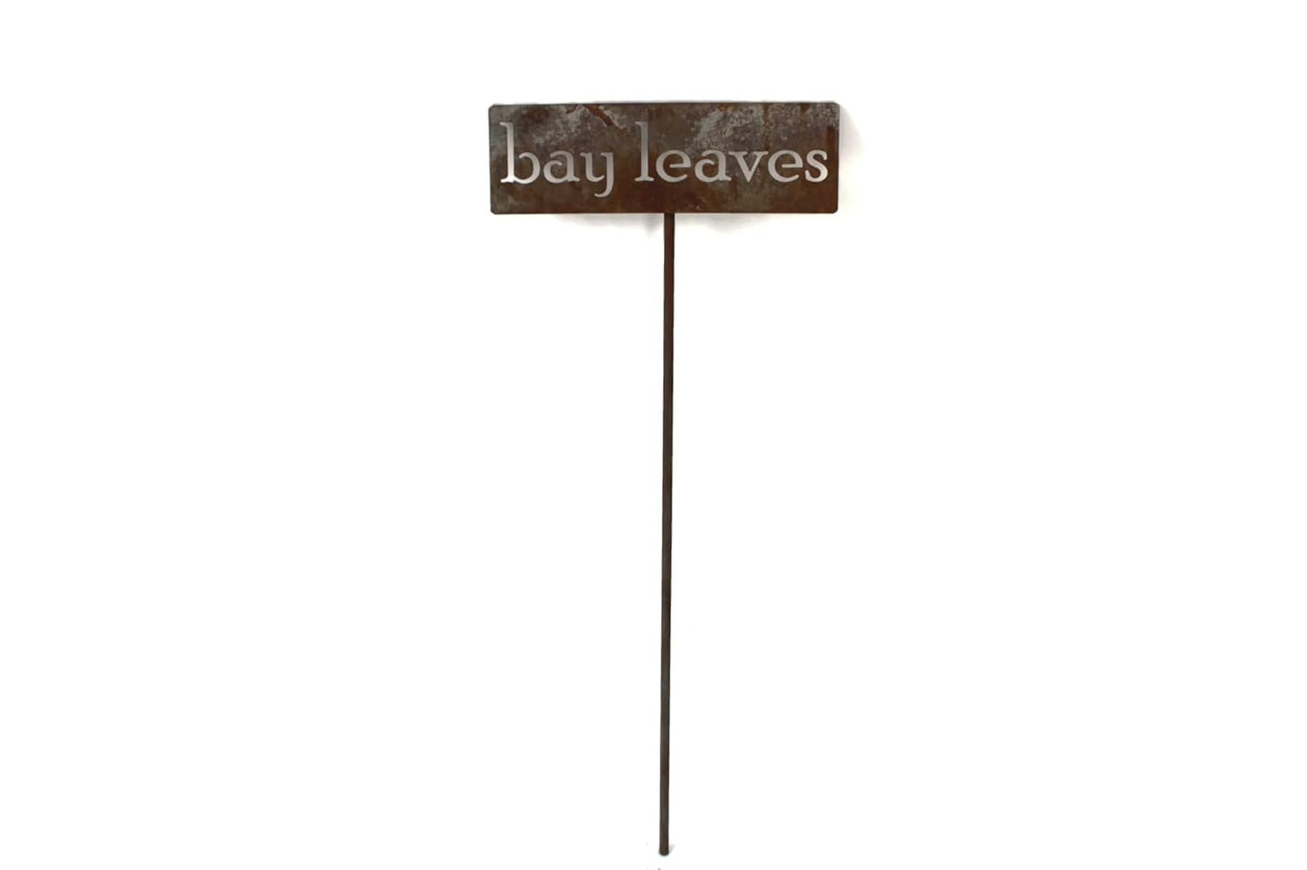 Classic Metal Garden Markers 19 Inches Tall (bay leaves, Naturally Rusted)